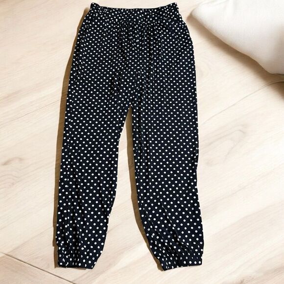Lands' End Black and White Polka Dotted Slinky Pants Size Medium 10-12 - Picture 2 of 10